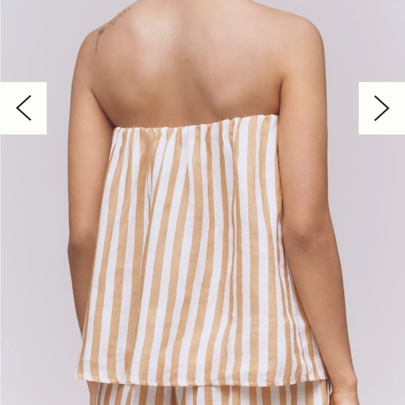 NWT ✨ Maeve Strapless Linen Structured Striped Top - Picture 3 of 10